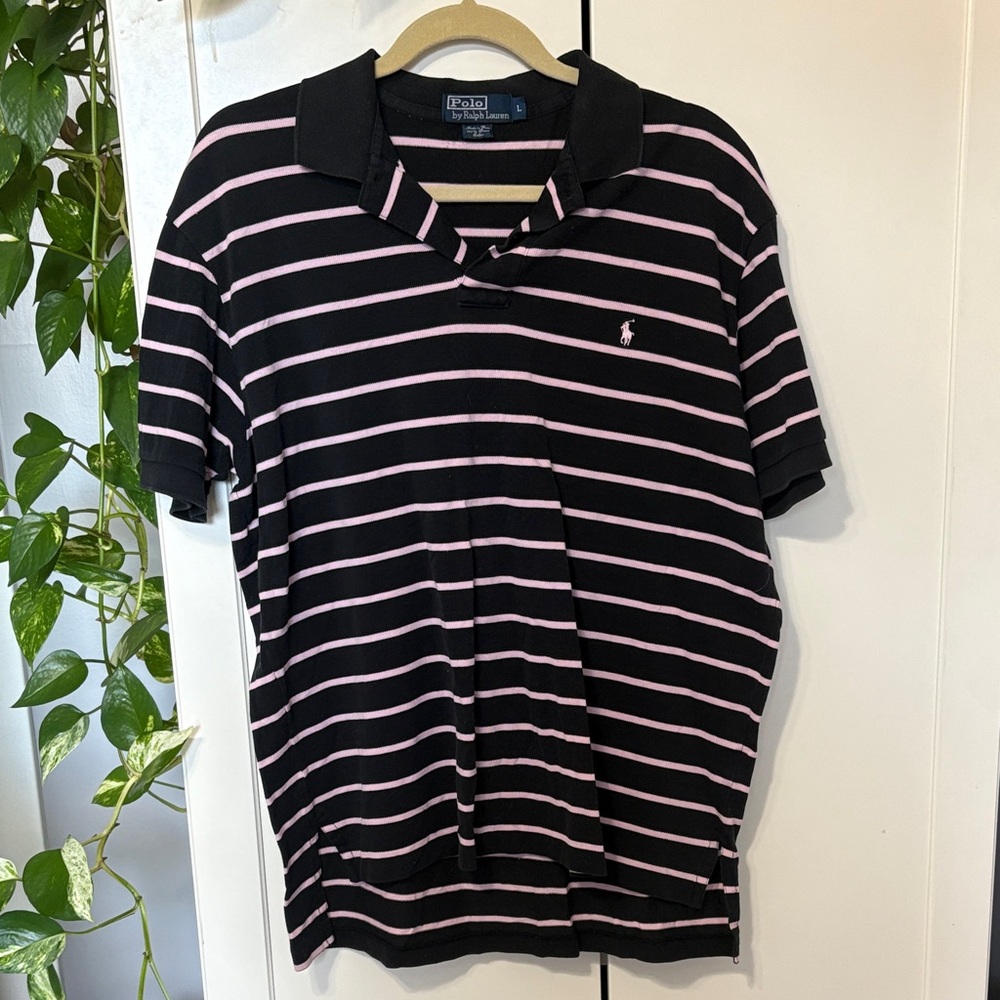 Ralph Lauren Black Shirt with Pink Accents